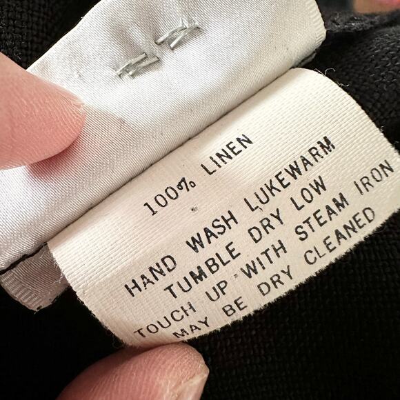 Beppa Vintage Black Linen Art To Wear Long Jumper Overall Dress Jacket Set Small - Picture 11 of 11